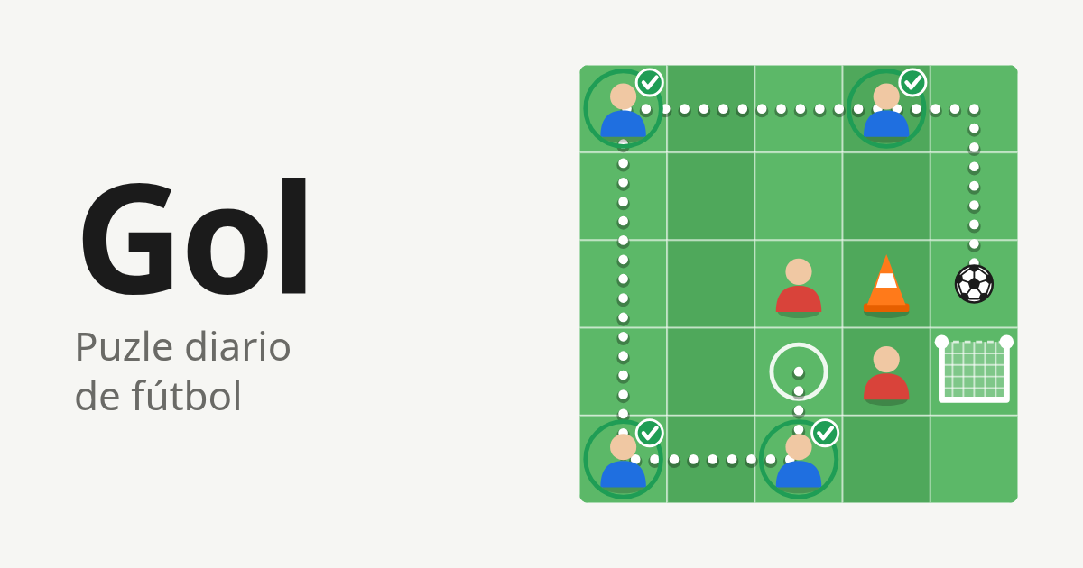 Cancha de 5 por 5 con el recorrido de la pelota pasando por cuatro compañeros hasta el arco.